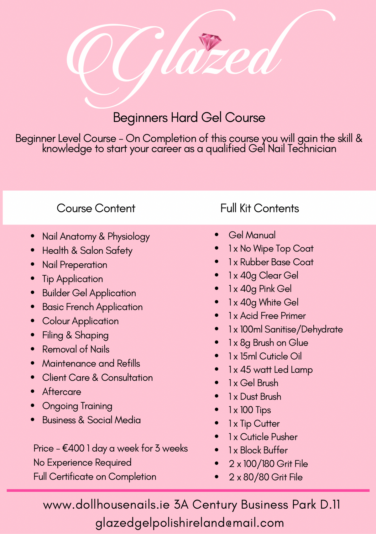 Glazed Beginner Hard Gel Nail Technician Course