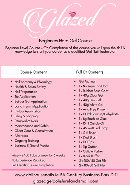 Glazed Beginner Hard Gel Nail Technician Course