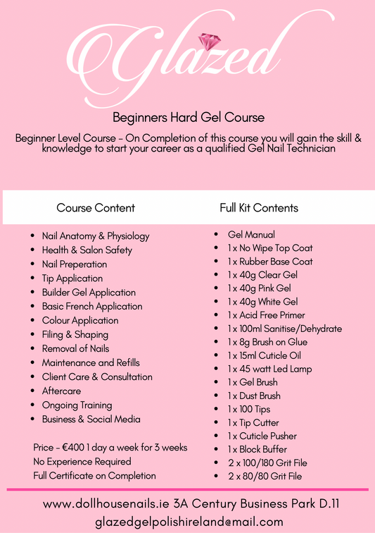 Glazed Beginner Hard Gel Nail Technician Course