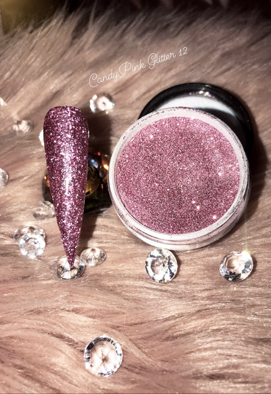 Glazed Acrylic Powder – Candy Pink Glitter No. 12 – 28g